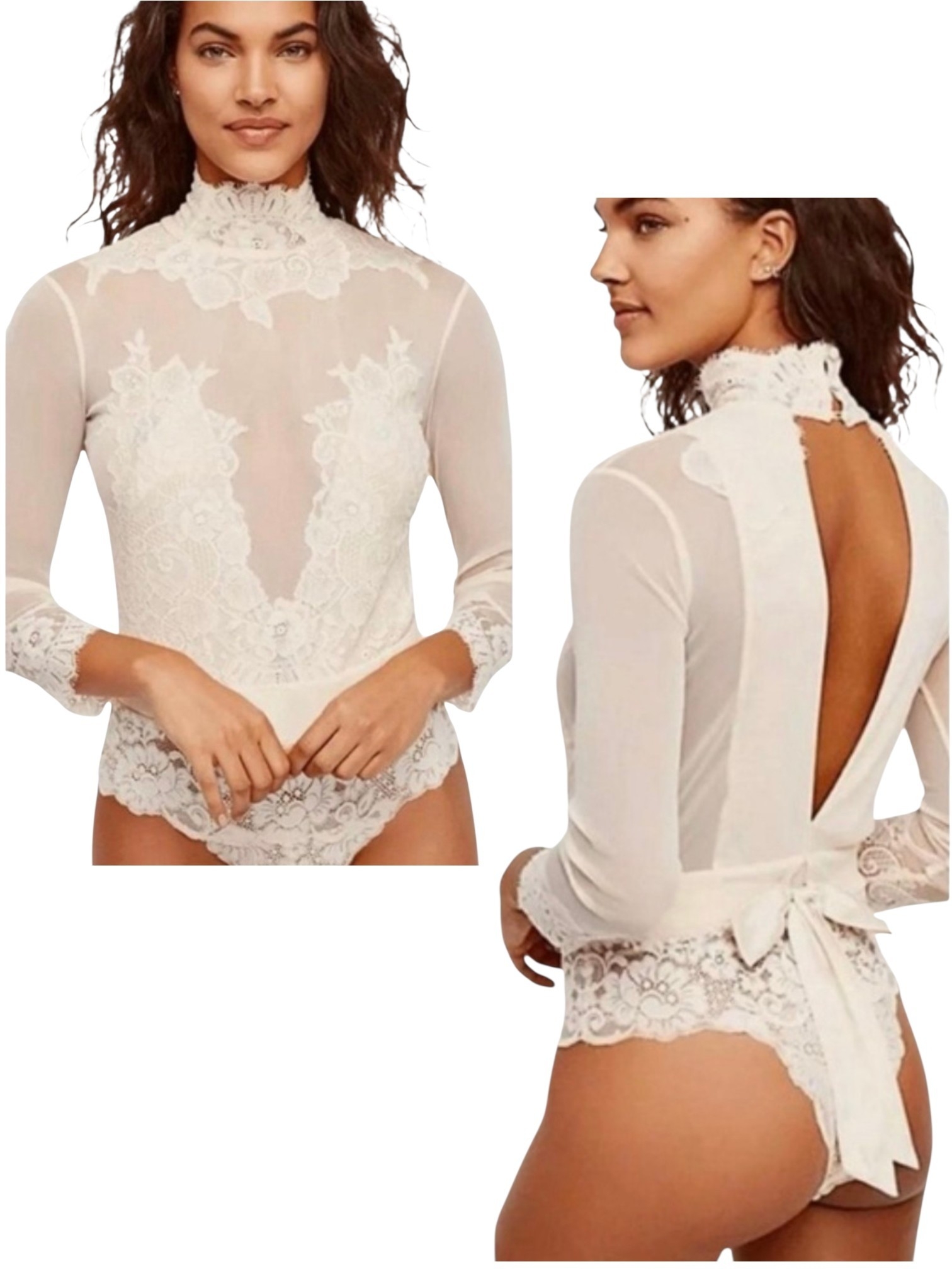 We Are Hah-Reversible Take Hah Bow Bodysuit In La Crem Sz Xl